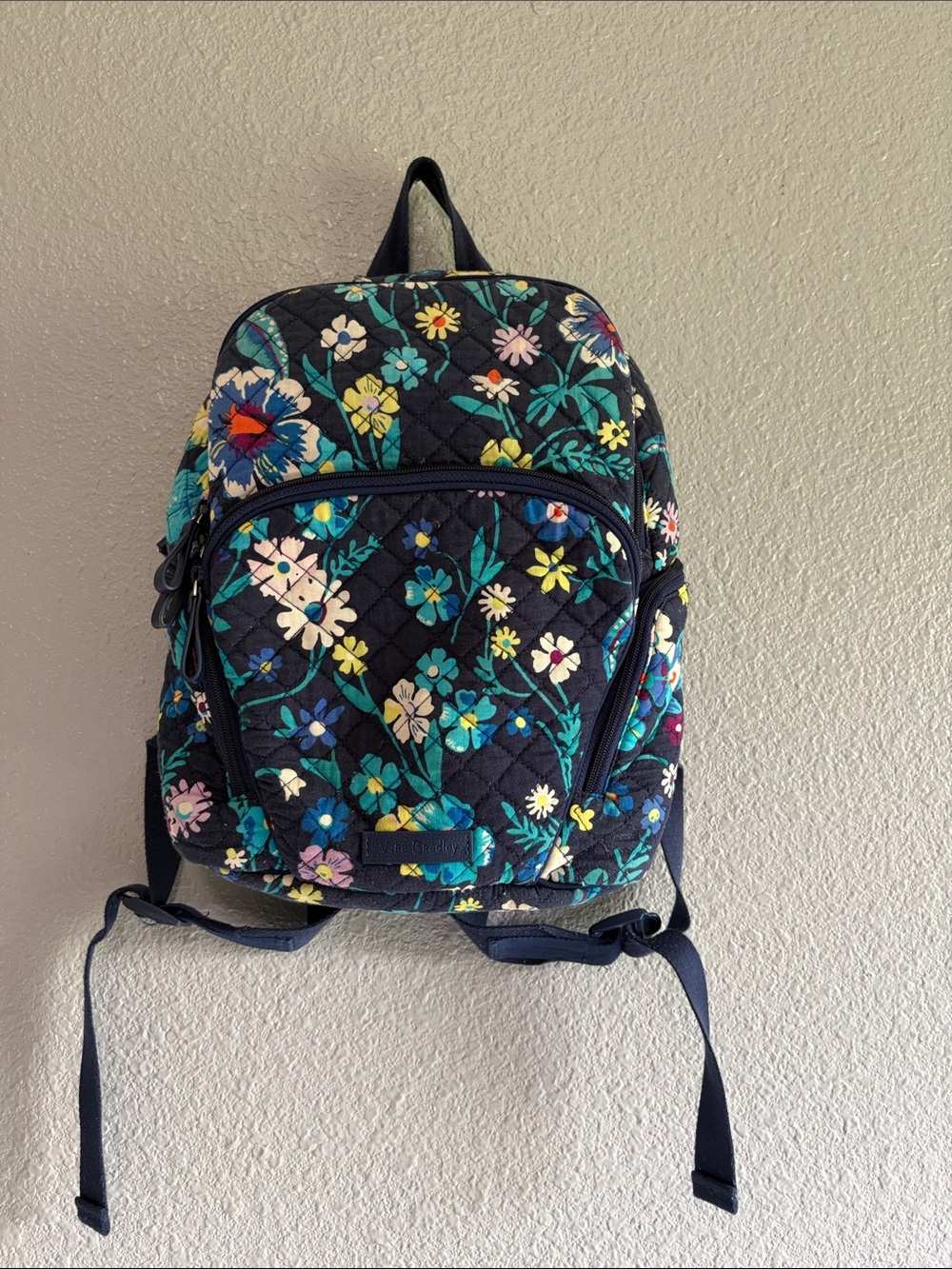 Vera Bradley Navy Quilted Floral Mini Backpack